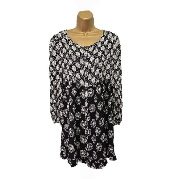 Cottage Fairy y2k Ruffle Peasant GND Dress Womens Med Black Cream Paisley Jodifl - Picture 1 of 8